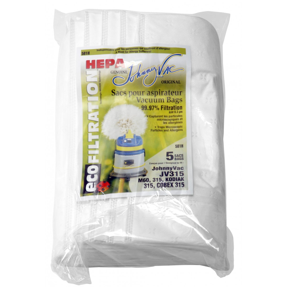 Johnny Vac JV315 Bags Pack of 5