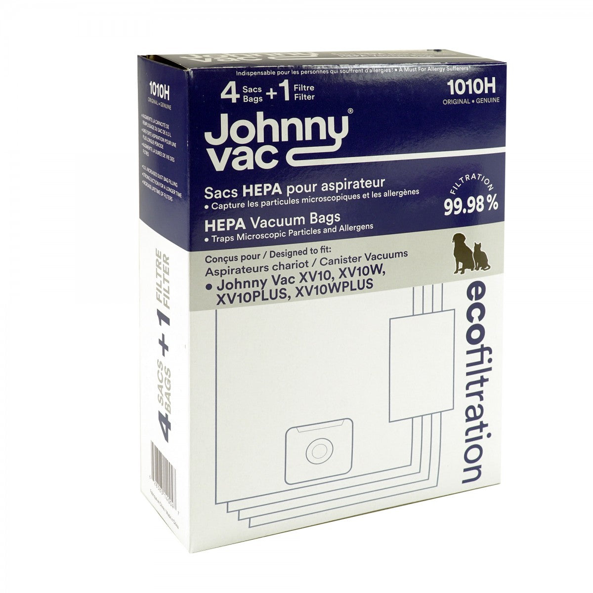 Johnny Vac XV-10 / XV-10 Plus – 4 sacs HEPA + 1 filtre