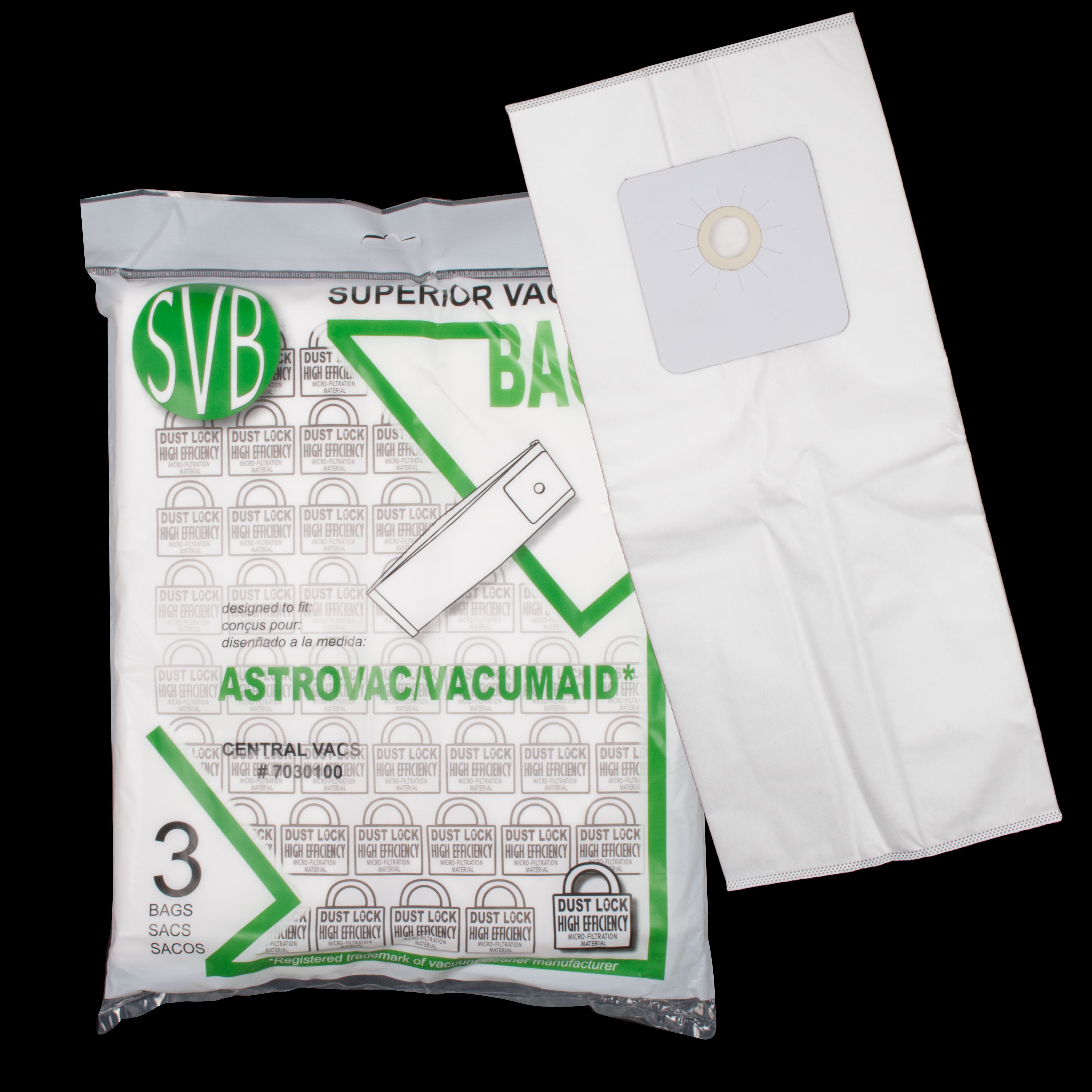 Microfilter Bags for Central Vacuum Cleaners - Pack of 3