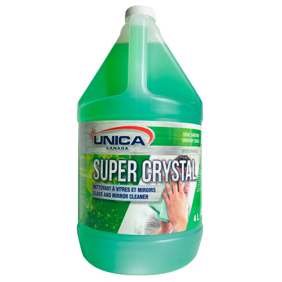 Nettoyant à Vitres et Miroirs Unica Super Crystal – Senteur Pomme Verte – 4 L