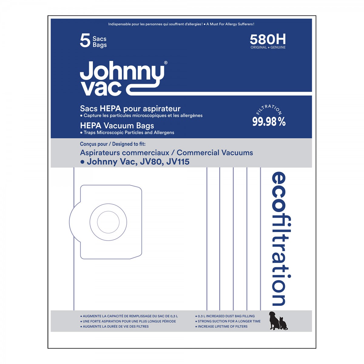 Sacs Hépa Johnny Vac JV115 PK5