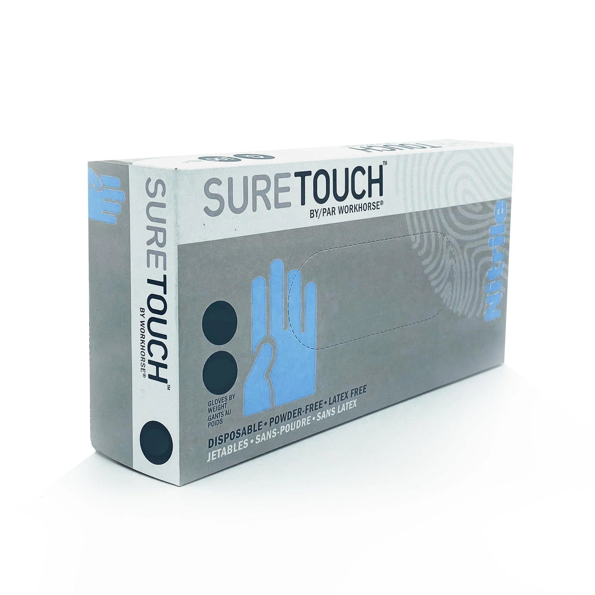 Sure Touch Blue Nitrile Gloves, Box of 100, Large